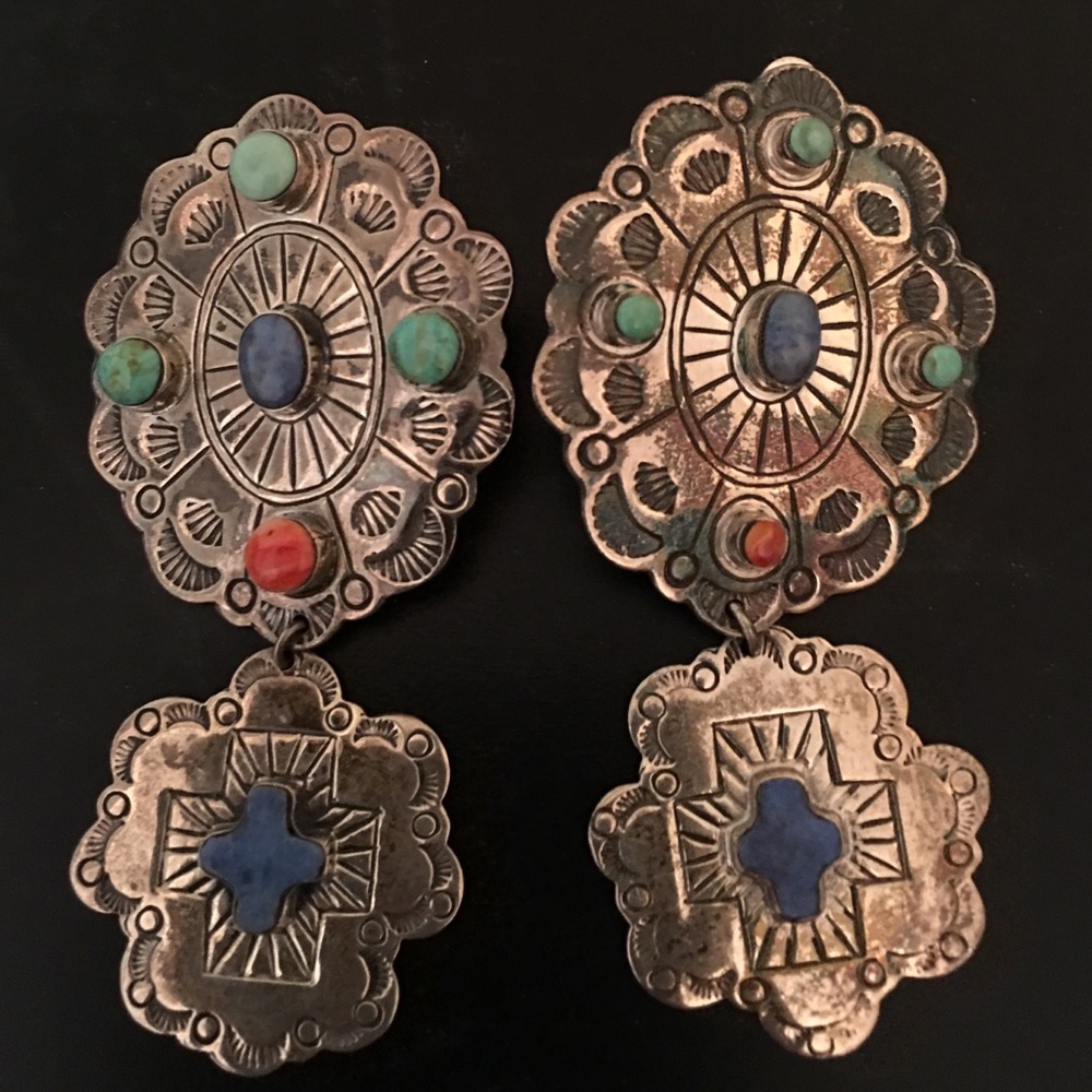 Genuine sterling silver and turq clip ons